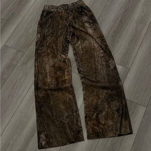 Zara Textured Brown Velvet Pants